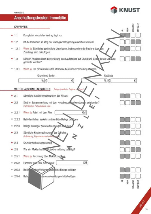 Checkliste Immobilien Checkliste Immobilien