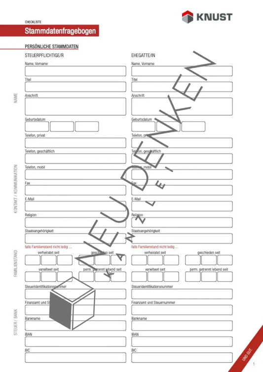 Stammdatenfragebogen Privatperson Stammdatenfragebogen Privat