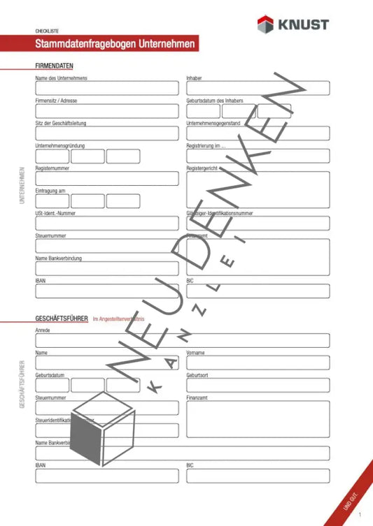 Stammdatenfragebogen Unternehmen Stammdatenfragebogen Unternehmen